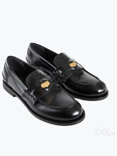 Brushed Leather Penny Loafers Black - MIU MIU - BALAAN 2