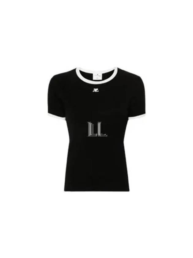 Contrast Signature Short Sleeve T-Shirt Black - COURREGES - BALAAN 2