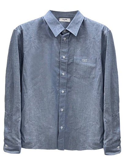 Rouge Light Chambray Cotton Long Sleeve Shirt Blue - CELINE - BALAAN 2