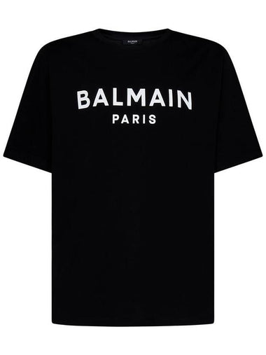 Logo Print Cotton Short Sleeve T Shirt Black - BALMAIN - BALAAN 1