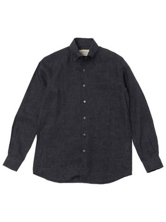 Dilabe one piece collar linen shirt CHARCOAL - BLACKBROWN - BALAAN 1