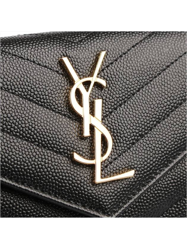 Matelasse Monogram Quilting Flap Half Wallet Black - SAINT LAURENT - BALAAN 6