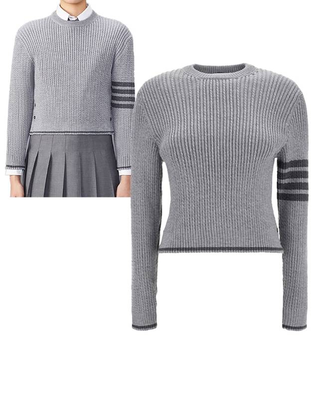 4 Bar Stripe Cable Knit Top White - THOM BROWNE - BALAAN 2