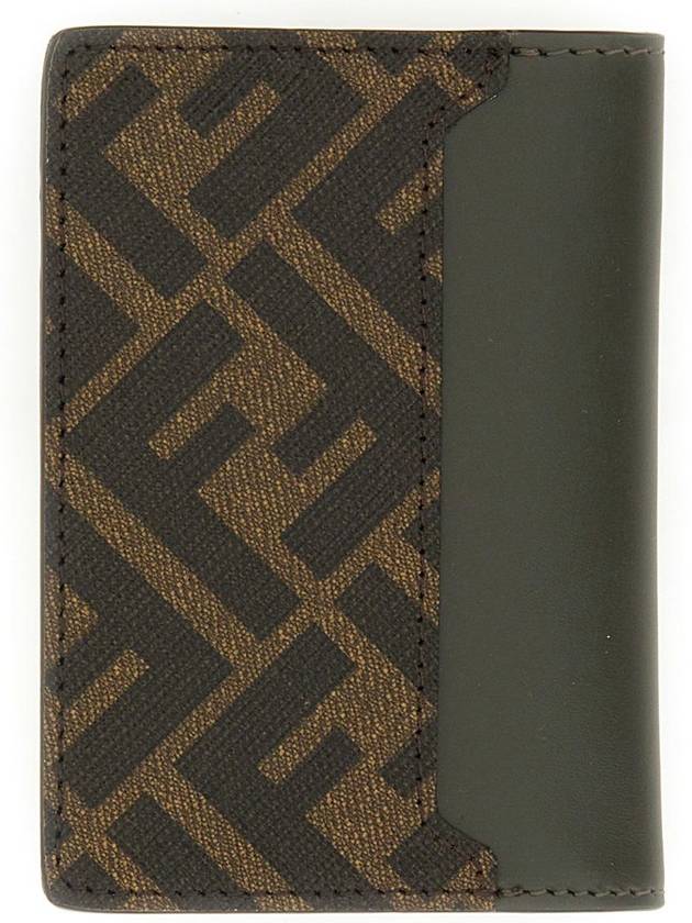 FF Squared Leather Card Holder Green - FENDI - BALAAN 3