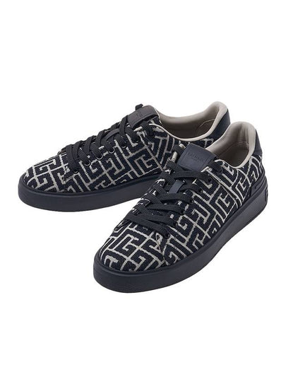 B Court Jacquard Monogram Low Top Sneakers Black - BALMAIN - BALAAN 2