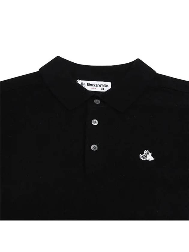 Men s Polo Collar Solid Sweater 2904GXSS BLACK - BLACK&WHITE - BALAAN 4