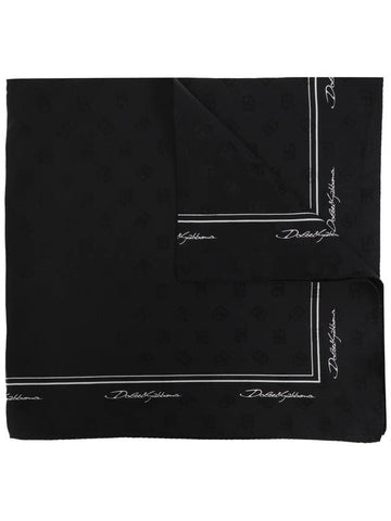 Dolce & Gabbana Silk Scarf With Monogram, Men's, Black - DOLCE&GABBANA - BALAAN 1