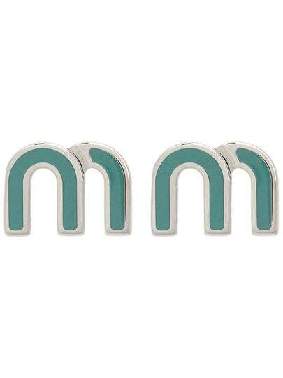 Enameled Metal Earrings Aqua Marina Blue - MIU MIU - BALAAN 2