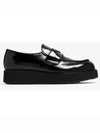 Triangle Logo Brushed Leather Loafers Black - PRADA - BALAAN 2