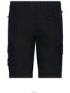 Men's Wappen Patch Pocket Bermuda Cargo Shorts Black - STONE ISLAND - BALAAN 4