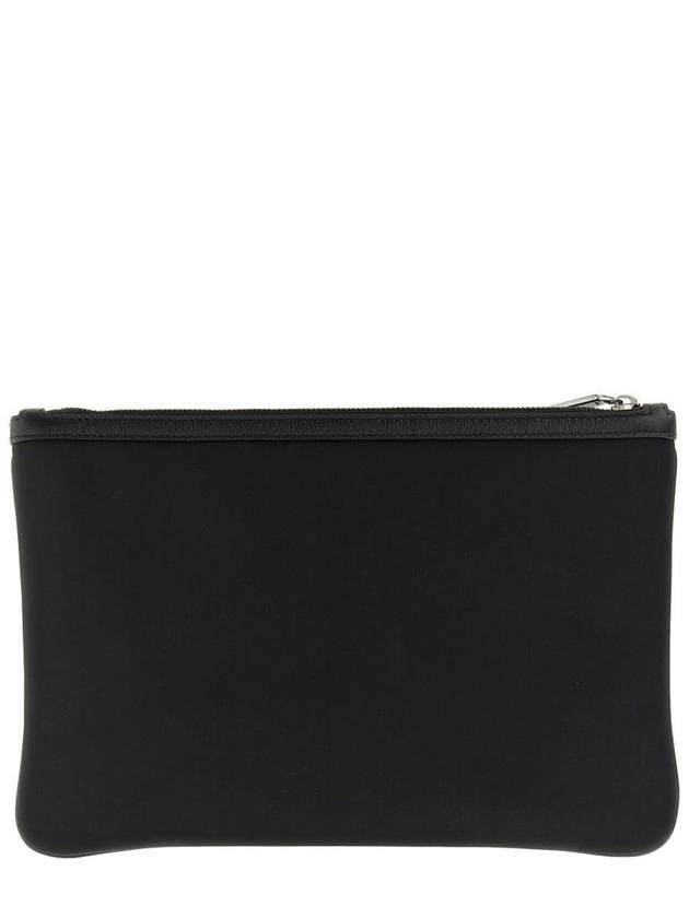 Metal Logo Grain Calfskin Clutch Bag Black - DOLCE&GABBANA - BALAAN 3