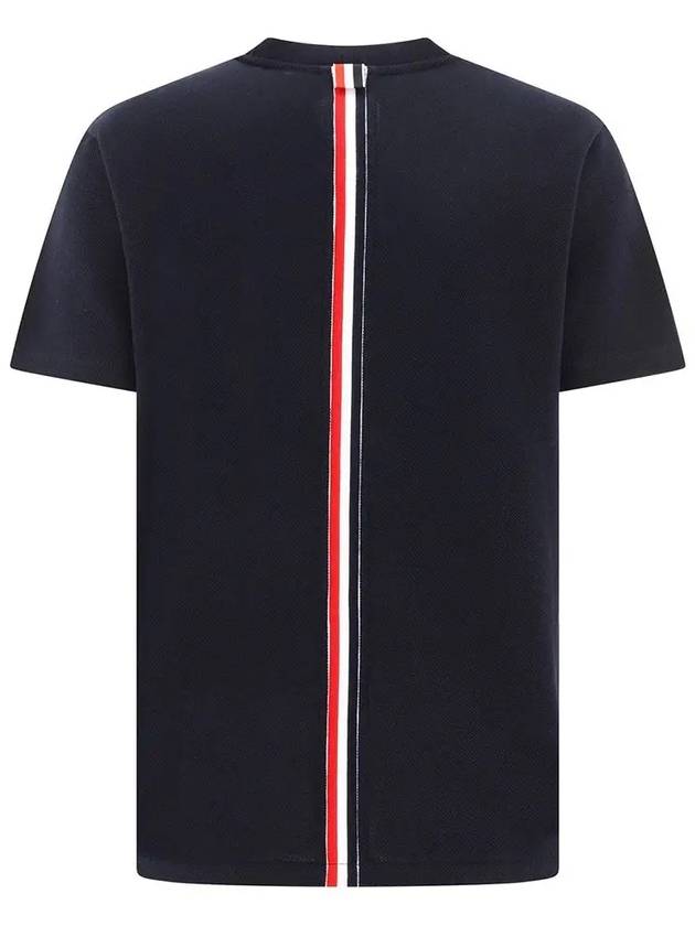 Center Back Stripe Classic Cotton Pique Relaxed Fit Short Sleeve T-Shirt Navy - THOM BROWNE - BALAAN 3