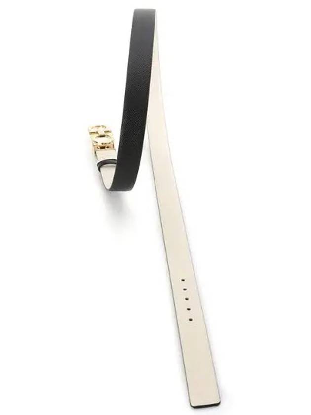 Reversible Gancini Leather Belt Black Bone - SALVATORE FERRAGAMO - BALAAN 4