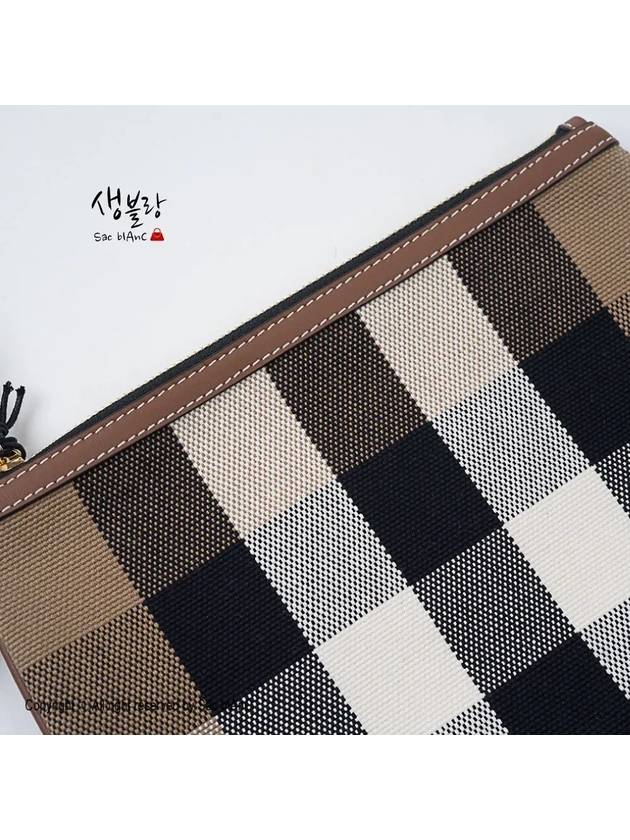 New Peyton Check Canvas Strap Clutch Bag Brown - BURBERRY - BALAAN 5