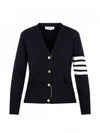 Cotton 4-Bar Milano Classic V-Neck Cardigan Navy - THOM BROWNE - BALAAN 2