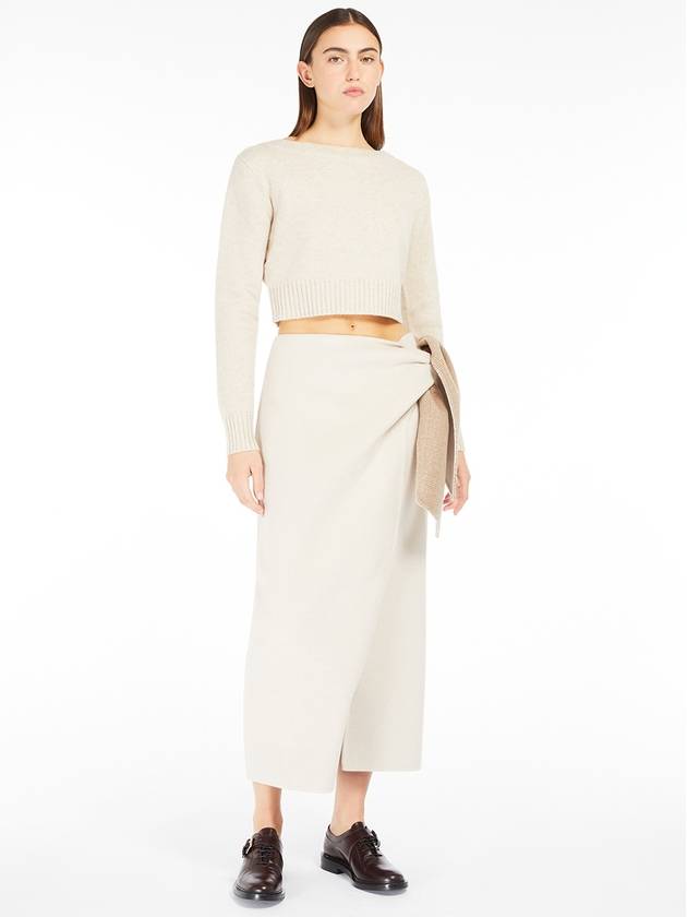 Angry Wool Cashmere Crop Knit Top Beige - MAX MARA - BALAAN 3