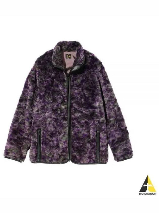 Uneven Printed Fur Jacket PurpleGreen LQ101 - NEEDLES - BALAAN 1