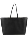 Women's Rockstud Leather Tote Bag Black - VALENTINO - BALAAN 2