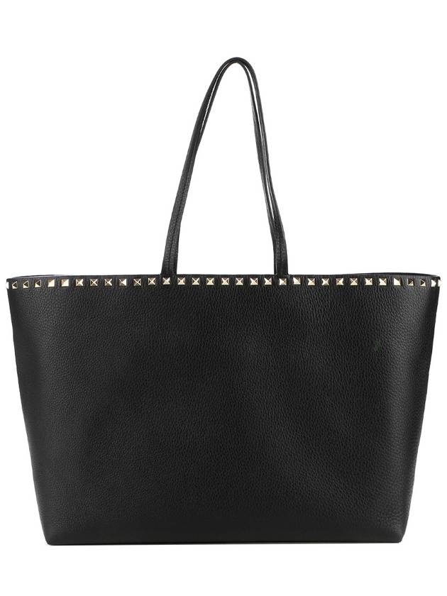 Women's Rockstud Leather Tote Bag Black - VALENTINO - BALAAN 2