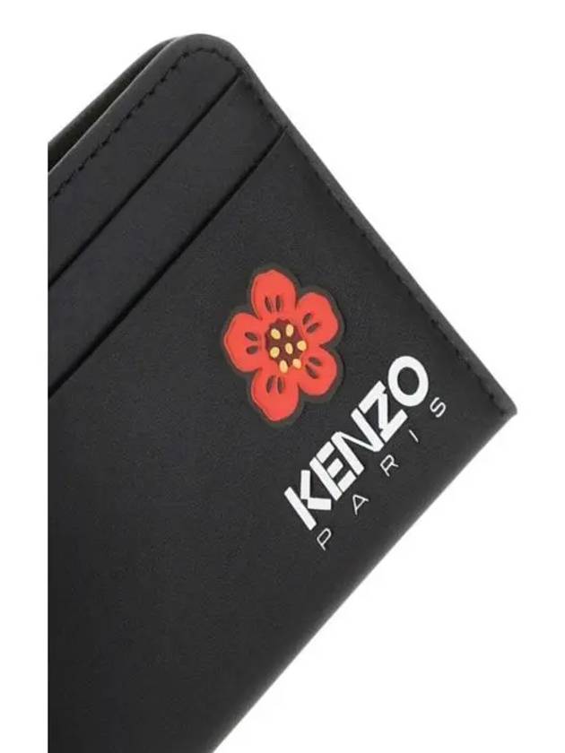 Boke Flower Leather Card Wallet Black - KENZO - BALAAN 4