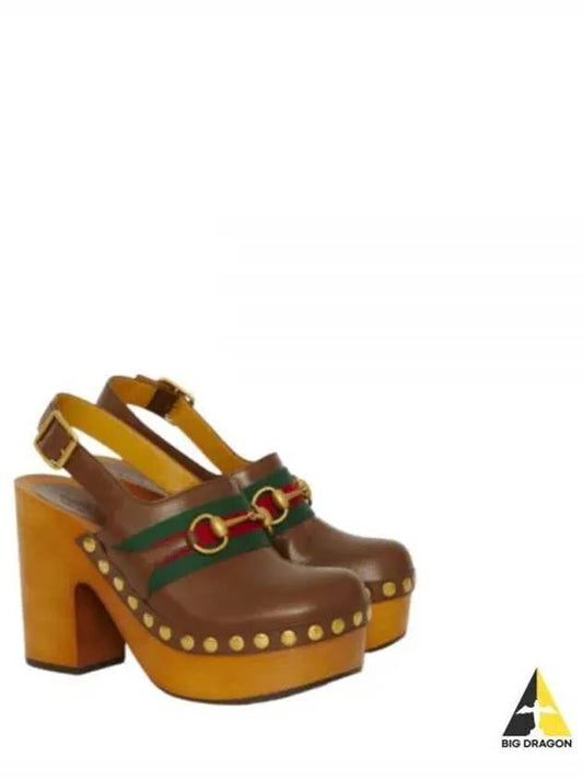 Horsebit Sandals Heel Brown - GUCCI - BALAAN 2