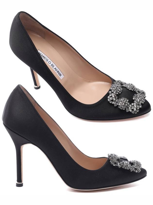 Hangisi Jewel Buckle Satin Pumps Heels Black - MANOLO BLAHNIK - BALAAN 3