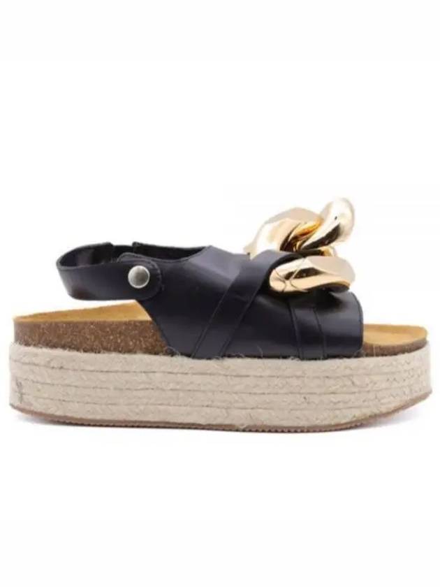 J W Anderson Women s Chain Espadrille Sandals Black ANW38006A - JW ANDERSON - BALAAN 1