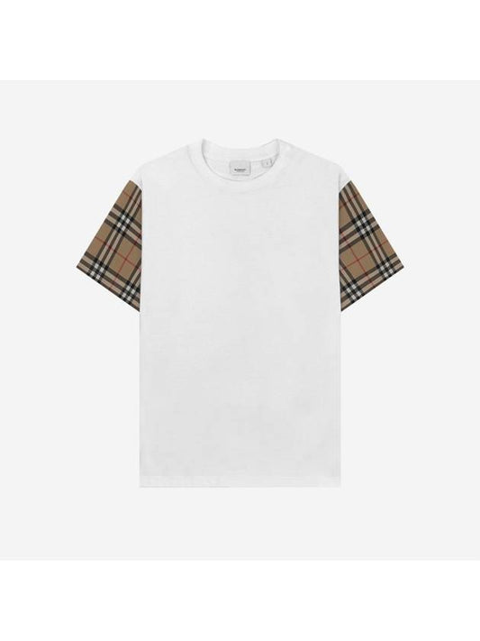 Vintage Check Sleeve Short Sleeve T-Shirt White - BURBERRY - BALAAN