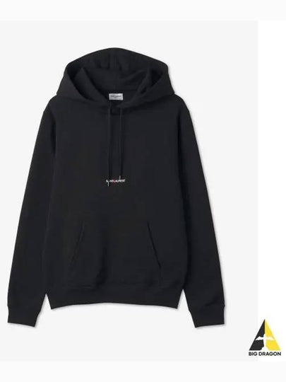 Men's Chest Small Logo Hoodie Black - SAINT LAURENT - BALAAN 2