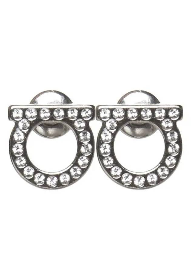 Gancini Crystal Small Earrings Silver - SALVATORE FERRAGAMO - BALAAN 2