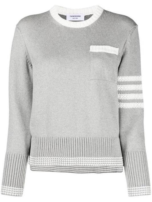 4 Bar Stripe Cotton Sweatshirt Grey - THOM BROWNE - BALAAN 1