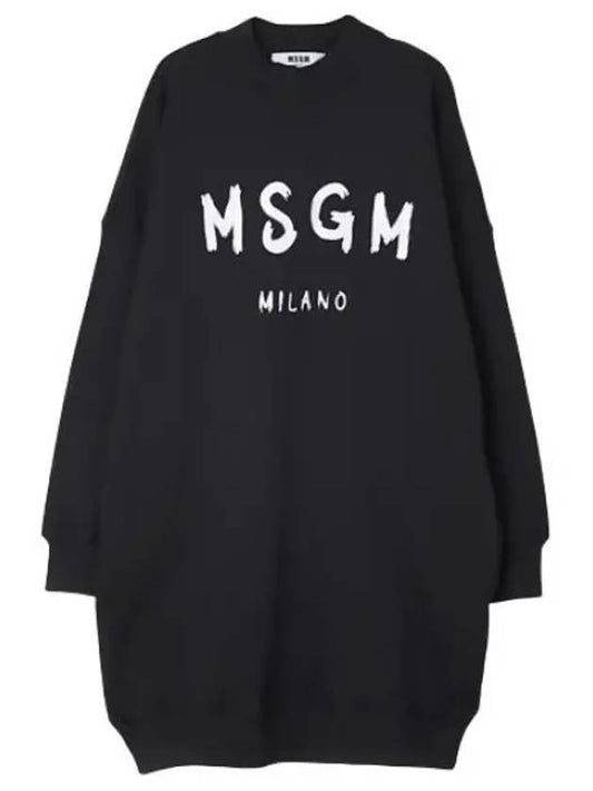 Brushed logo long sleeve dress women - MSGM - BALAAN 1