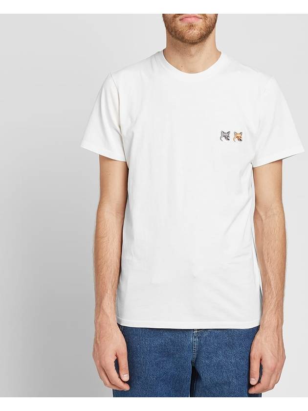 Double Fox Head Patch Classic Short Sleeve T-Shirt Latte - MAISON KITSUNE - BALAAN 3