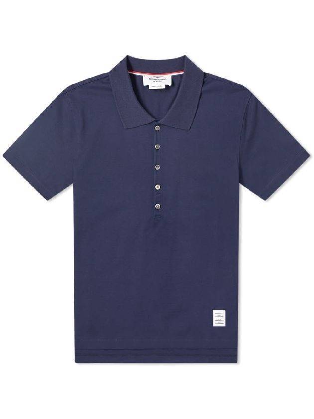 Side Slit Three Stripe Tab Short Sleeve Polo Shirt Navy - THOM BROWNE - BALAAN 1