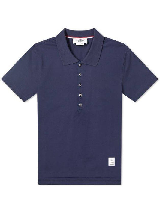 three stripe tab short sleeve PK shirt navy - THOM BROWNE - BALAAN 1