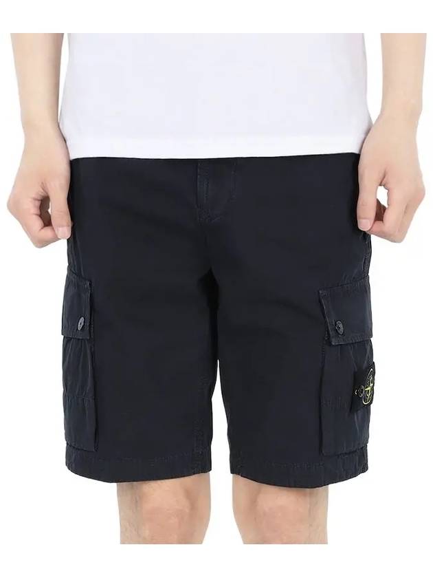 Logo Cotton Slim Cargo Shorts Navy - STONE ISLAND - BALAAN 3