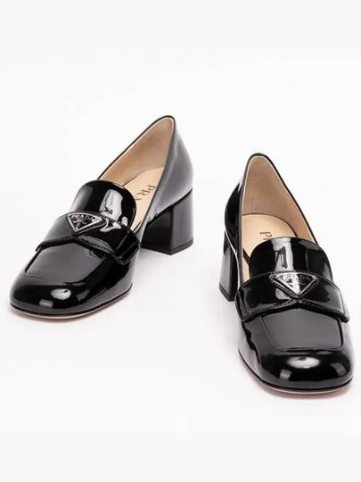 Enamel Metal Triangle Logo Loafers Black - PRADA - BALAAN 2