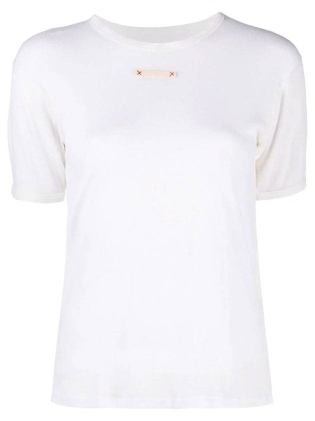 Women's Stitch Lightweight Round Neck Silk Knit Top White - MAISON MARGIELA - BALAAN 1