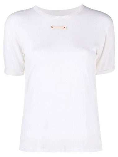 Women's Stitch Lightweight Round Neck Silk Knit Top White - MAISON MARGIELA - BALAAN 1