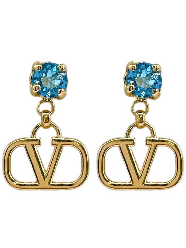 Metal Swarovski Crystal V Logo Earrings Gold - VALENTINO - BALAAN 2