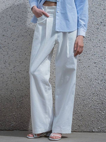 WIDE ONE TUCK WHITE DENIM - DEFEMME - BALAAN 1