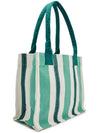 Logo Stripe Tote Bag Shoulder Bag Green - GANNI - BALAAN 7