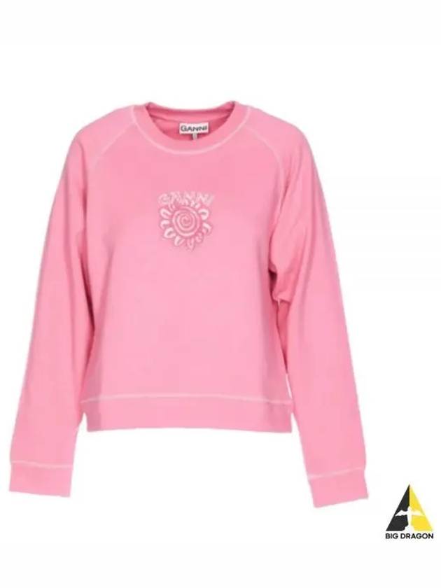 Isoli Cotton Sweatshirt Pink - GANNI - BALAAN 2