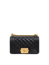 Boy Small Flap Bag Grained Calfskin Gold Metal Black - CHANEL - BALAAN 2