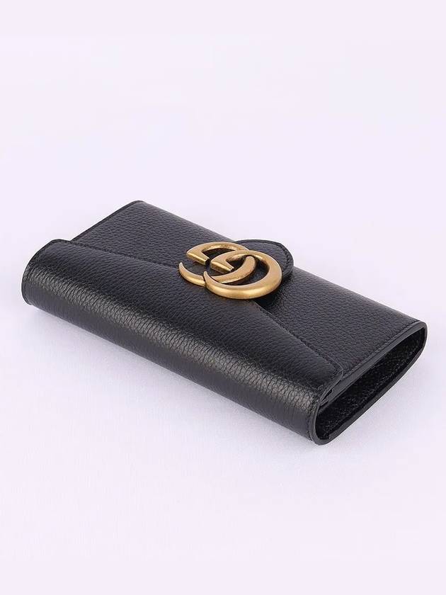 GG Logo Marmont Flap Long Wallet Black - GUCCI - BALAAN 4