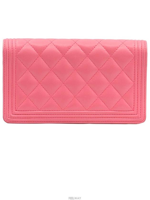 Pink Lambskin Boy Long Flap Wallet No 22 A80285 - CHANEL - BALAAN 3