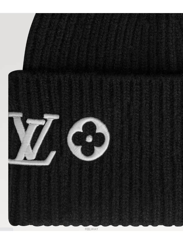 Monogram Flower Signature Headline Wool Beanie Black - LOUIS VUITTON - BALAAN 3