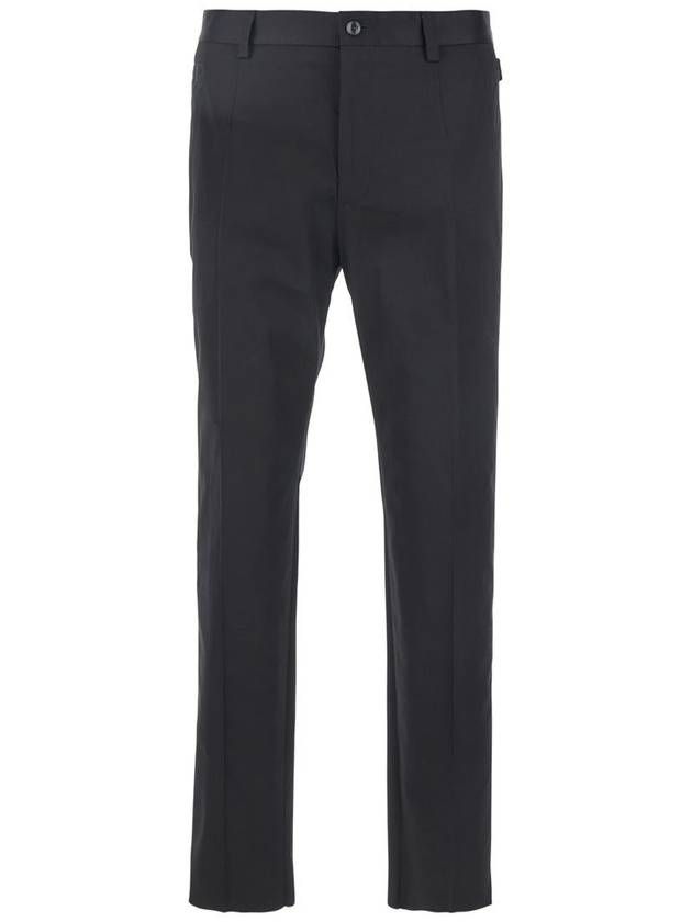 Black Pants With Embroidered Logo On Side In Cotton Man - DOLCE&GABBANA - BALAAN 1