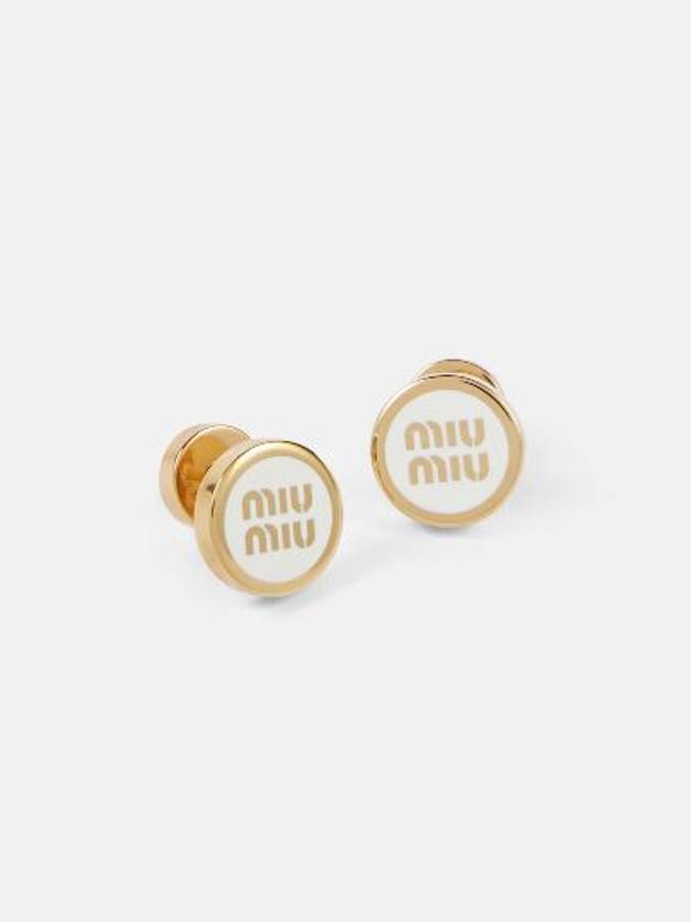 Enameled Metal Earrings White - MIU MIU - BALAAN 4