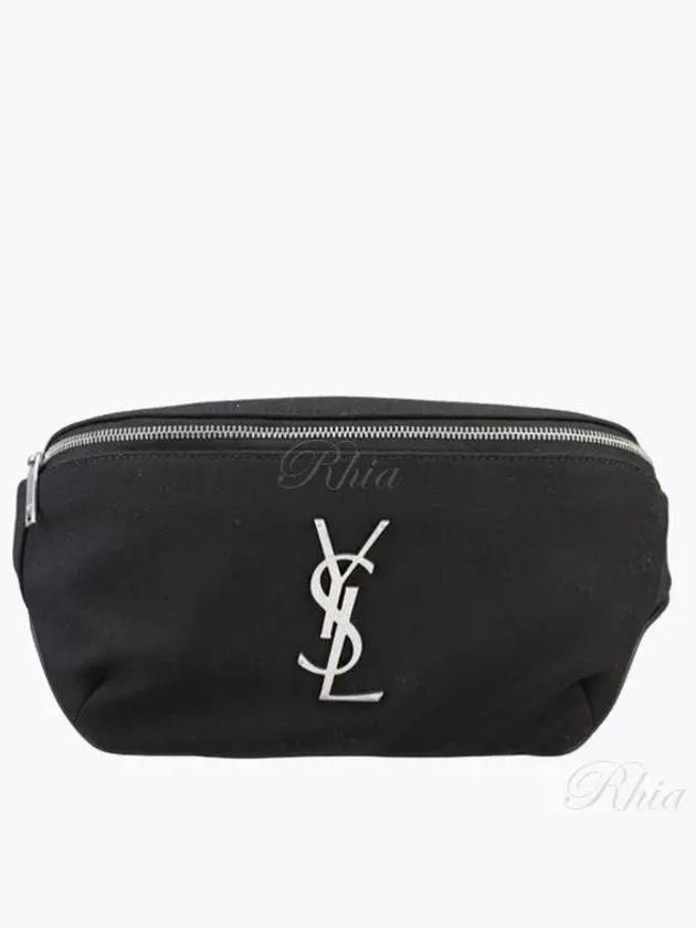 Cassandre Classic Canvas Leather Belt Bag Black - SAINT LAURENT - BALAAN 2